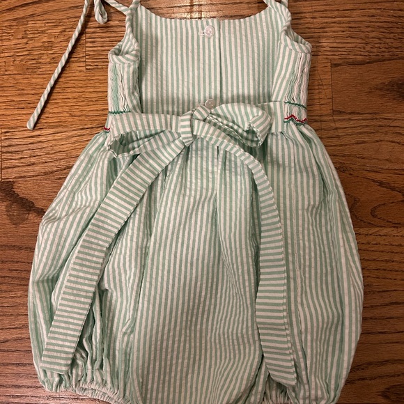 Smocked seersucker bubble with watermelon detailing - Picture 4 of 4